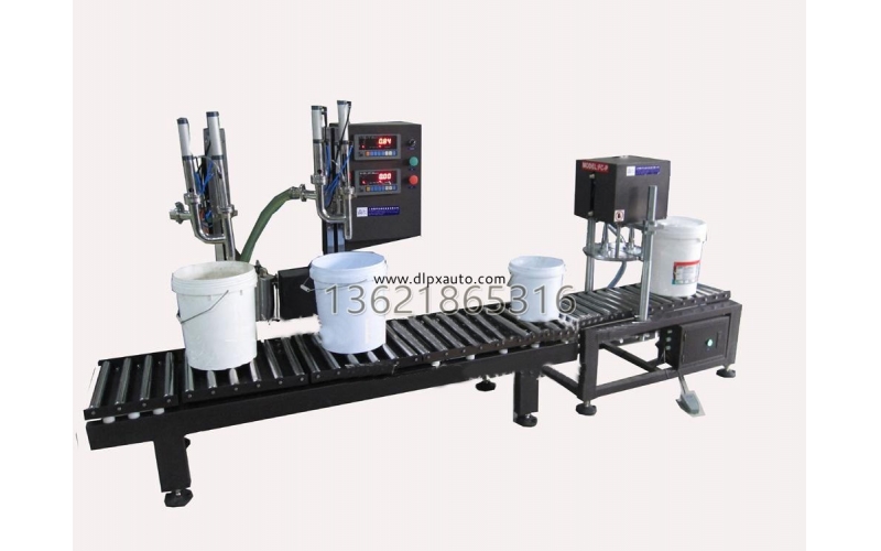 半自動(dòng)稱(chēng)重灌裝機(jī)20L+桶蓋壓蓋機(jī)